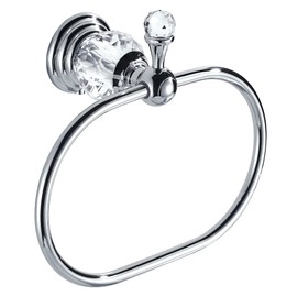WOLIBEER Chrome Towel Ring,Crystal Hand Towel Holder,Bath Oval Hand Towel Rack Hanger Wall Mounted Bling Bathroom Accessories