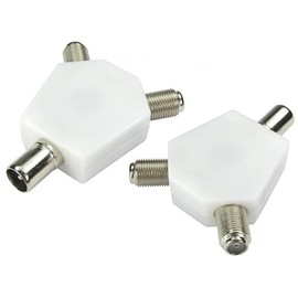 iSeventy9 Nickel Plated Aerial Splitter adapter Coaxial TV Male to 2 x F Type Connector Screw COAX RF