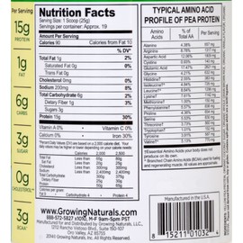 Growing Naturals Yellow Pea Protein - Vanilla Blast - 16 Oz