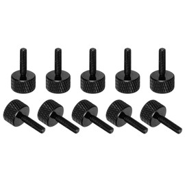 sourcing map M3x12mm Knurled Thumb Screw, 10 Pcs Aluminum Alloy Flat Knurled Head Thumb Screws Bolts Grip Knobs Fasteners for PC Computer Case, Black
