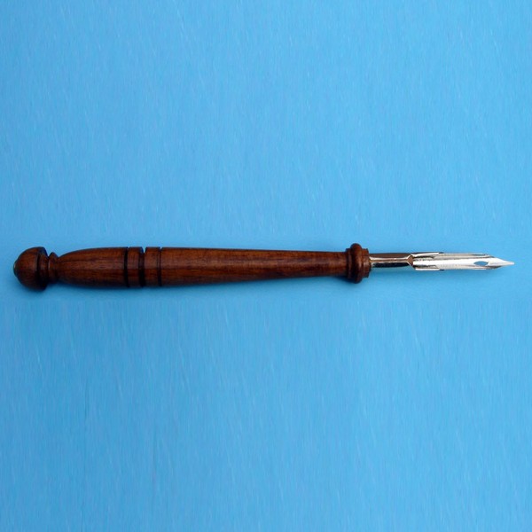 Treasure Gurus Antique Style Nib Dip Ink Writing Pen Walnut Wood Grip