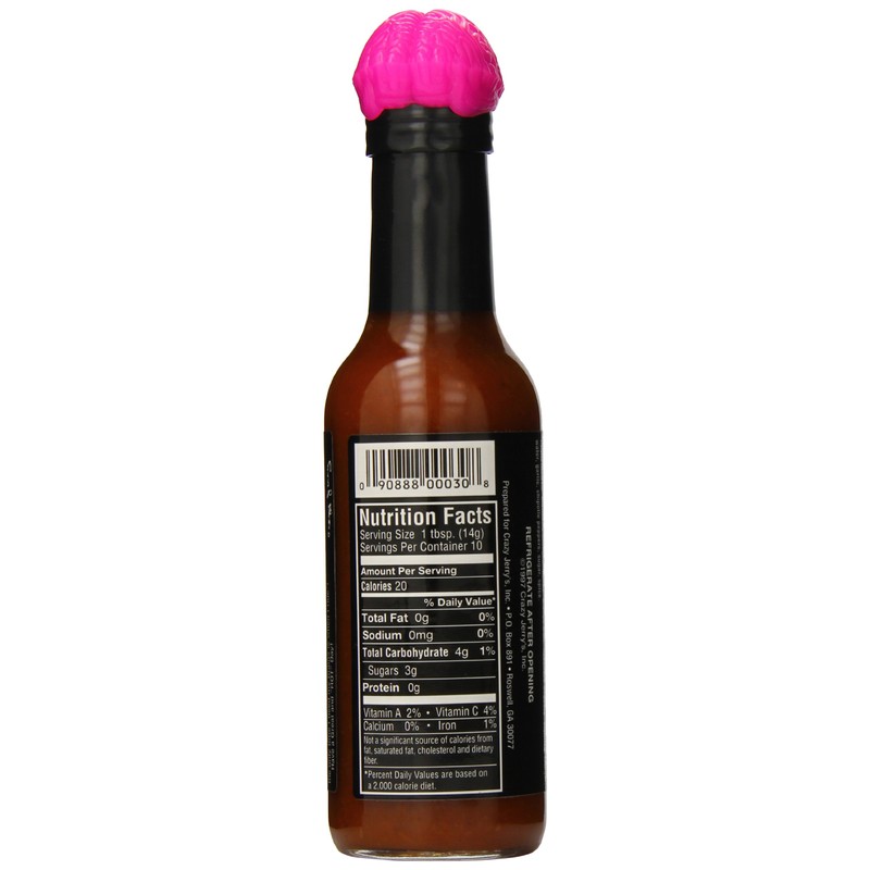 Crazy Jerry's Brain Damage Hot Sauce with Plastic Brain Topper,