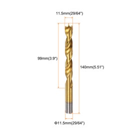 sourcing map 3pcs Brad Point Drill Bit 11.5mm(29/64") Dia Straight Round Shank Drill Metric Brad Point Spiral Twist Drill Bits for Carpenter Woodworking Plastic Rubber, Golden