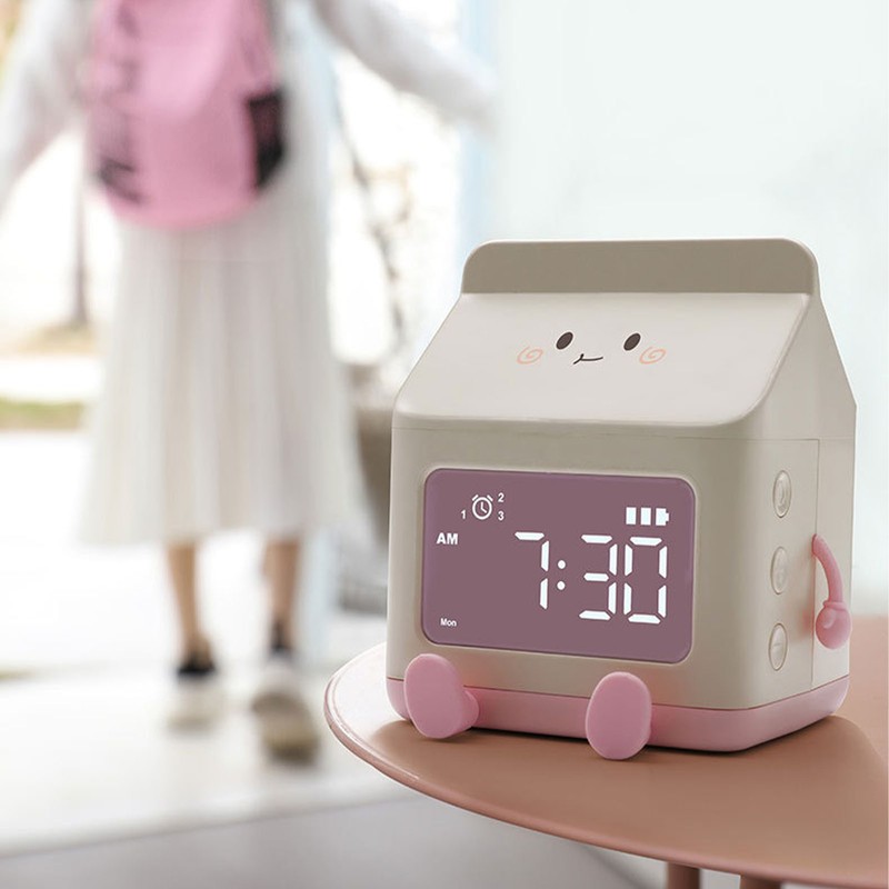 Fun Milk Box Alarm Clock Student Countdown Cartoon Alarm Clock