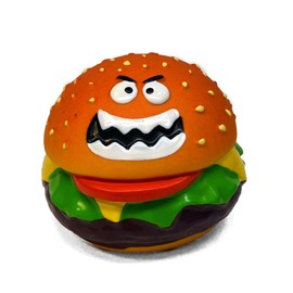 WANT CHEW Latex Dog Squeaky Chew Toys, Angry Hamburger 3.15"