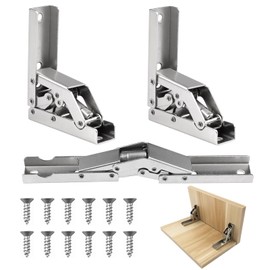 2 Stück Regal Scharnier Halterung, Edelstahl Scharniere 90 Grad, Versteckte Tischhalter Scharnier, Scharniere Klappbar Regal, Klappscharnier 180 Grad, mit 12 Schrauben, für Schrank Möbelscharniere