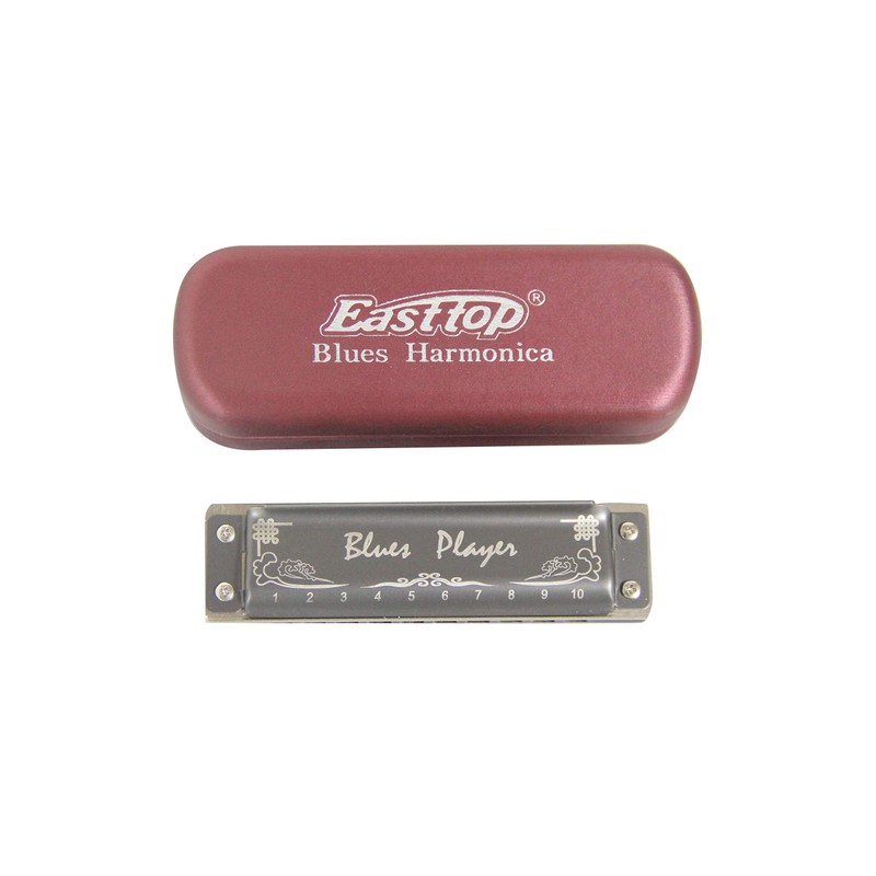 East Top 10 Holes Professional Diatonic Blues Harmonica Key of