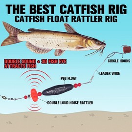 XFISHMAN Catfish-Rig-for-Bank-Fishing-Catfishing-Tackle-Floats-with-Rattler-Santee Cooper Rig Equipment(Black-2.5 inch)