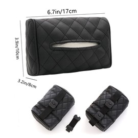 OHAOLYLE Car Tissue Holder,Multifunctional Sun Visor Tissue Box,PU Leather Universal Box Back Seat Headrest Armrest Hanging Box