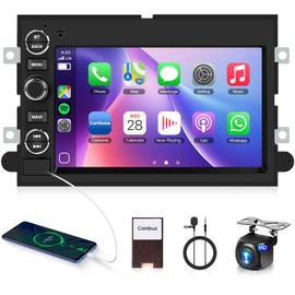 Car Stereo for Ford F150 F-150,F250,F350,Escape,Fusion,Explorer,Focus,Edge,Taurus,[4+64G] Wireless Carplay/Android Auto,Android 59UI/32EQ AI DSP/GPS/WiFi/BT5.0/FM RDS/Mirror Link+Backup Camera OEM