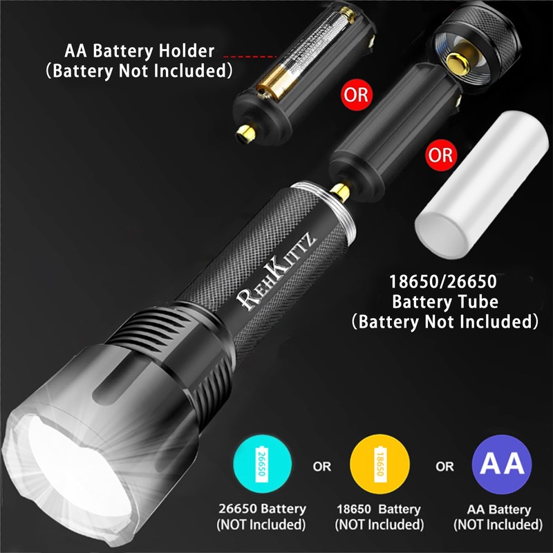 REHKITTZ Torch LED Torches Super Bright,3300 Lumens Adjustable Focus Flashlight