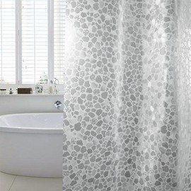 WELTRXE Bathroom Shower Curtain Liner 8G EVA Thick, 72x72 Inch 3D Frosted Pebble Plastic Shower Curtains, Heavy Duty Waterproof Shower Liner with Weighted Magnets, 12 Hooks, Rustproof Metal Grommet