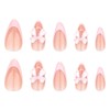 24Pcs Pink Almond Press on Nails Short Medium Fake Nails