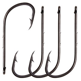 Baitholder Fishing Hooks Barbed Shank Beak Bait Holder Hooks Long Shank Black Offset Shank with 2 Barbs J Hooks Fishing Snelled Hooks Bait Keep Hooks for Saltwater Freshwater Fishing 50/150pcs