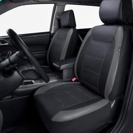 flyingbanner car seat Covers Faux Leather Waterproof Easy Clean Easy Installation (Gray Black, 2 Fronts)