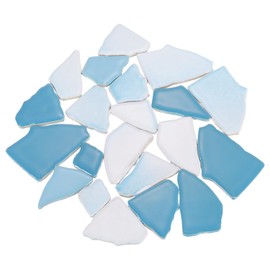 sourcing map 500g/1.1LB Irregular Ceramics Mosaic Tiles, 3.2-8.5 cm Bulk Stained Ceramic Mosaic Pieces Stones Mosaic Kits for DIY Art Craft Projects Home Decor, Mixed Light Blue