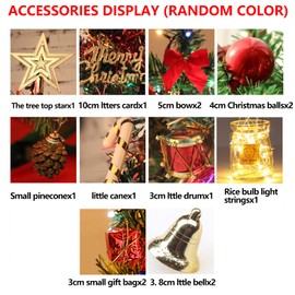 Mini Christmas Tree, LE&D 30 cm Mini Christmas Tree with, Mini Christmas Tree for Table, Christmas Tree Miniature, Christmas Tree, Artificial Christmas Tree, Christmas Tree Small (30 cm / 11.8 inches)