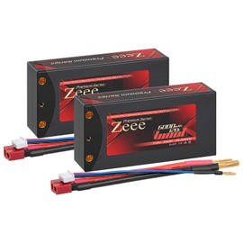 Zeee Premium Series 2S 7.6V Shorty Lipo Battery 6000mAh 120C Hard Case with 4mm Bullet to Deans Connector High Voltage Battery for RC 1/10 Scale Vehicles Car Trucks Boats RC Models (2 Pack)