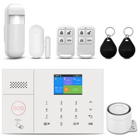 PGST Wireless Home Alarm System 8-Piece Kit, WiFi/4G Alarm System for Home Security with Phone APP Alert (Door Sensor,Siren, Remote, Motion Detector) for Home,Apartment, Work with Alexa(108-A-White)