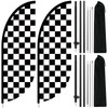 Remagr 2 Sets 7 ft Checkered Flags Banner Black and