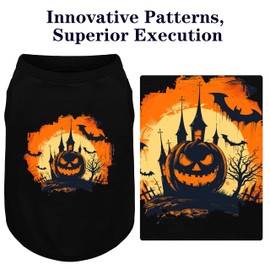 ZIAGAOP Cómoda camiseta de poliéster y algodón para perro con estampado de calabaza de Halloween, perfecta para perros pequeños y medianos. Suave y elegante, ideal para el día a día. Color negro y tal