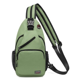 SUIKIHUM Convertible Sling Bag Crossbody Backpack, 11-Inch Pads Bags with Headphone Jack Shoulder Bag Casual Pack for Women Men Hiking Travel Cycling (Green)