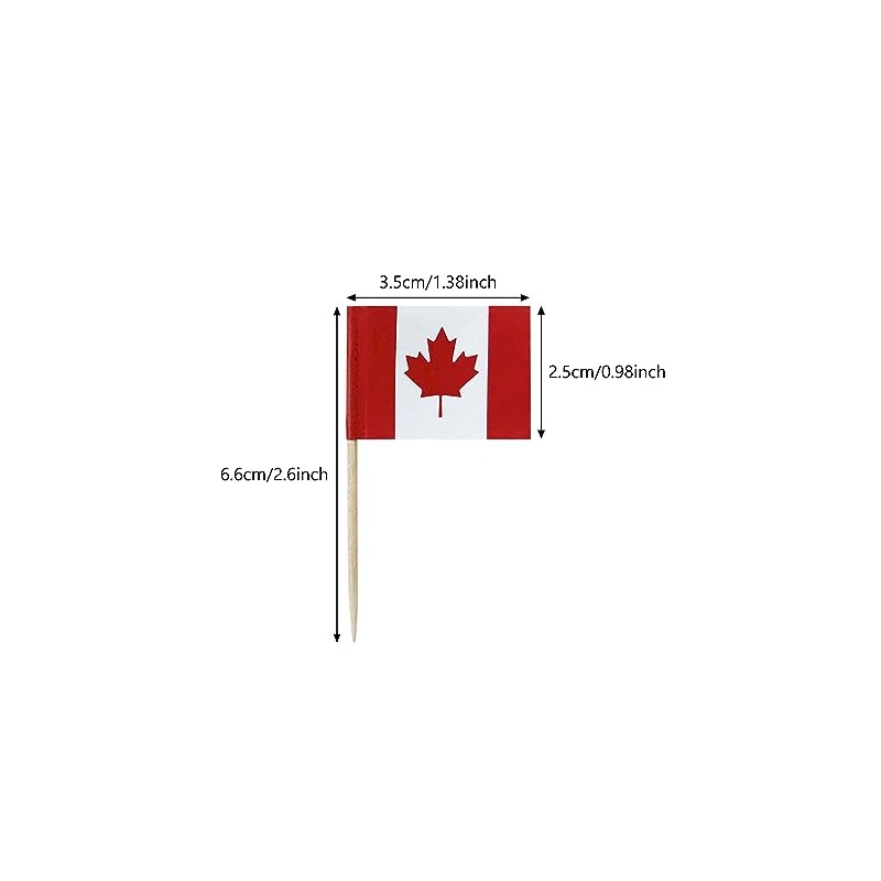 100 Pcs Canada Flag Canadian Toothpick Flags, Small Mini Stick