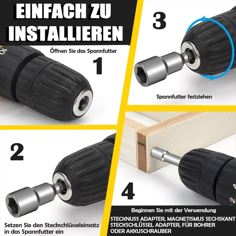 QHKLEW Pack of 10 Magnets Hexagonal Socket, Magnetic Socket Set,