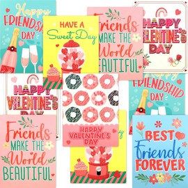 WorldBazaar 24 Pack Glitter Valentine's Day Cards with Envelopes Assorted Friendship Greeting Cards for Friends Kids and Adults