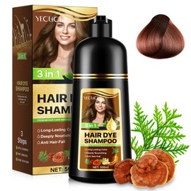 Hair Dye Shampoo, Natural Instant Hair Colour Shampoo, 3-in-1 Hair Dye Shampoo, Long-Lasting Hair Dye, 100% Coverage, Herbal Ingredients, 500 ml (Chestnut Brown)