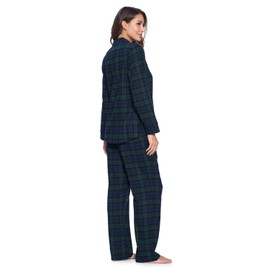 Ashford & Brooks Women's Flannel Plaid Pajamas Long Sleeve Button Down Pj Set, Blackwatch Plaid, 3X-Large