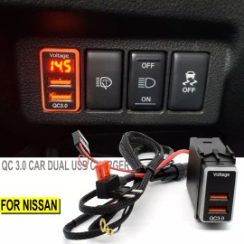 Unbranded Dual USB Ports Fast Phone Quick Charger QC3.0 For Nissan LED Digital Voltmeter