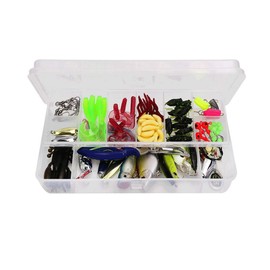 VOANZO 101pcs Fishing Lures Kit Fish Baits Kit Set with Tackle Box Including Crankbaits Swimbaits Spinnerbaits Swivels Fishing Offset Hooks for Bass Trout Salmon