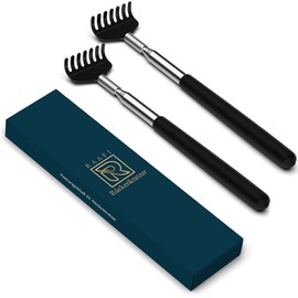 Pack of 2 Back Scratcher for Smooth Scratching Against Itching. Extendable Back Scratcher for Men and Women with Wide Head for Maximum Scratching Surface and Strong Telescope (20 to 68 cm)