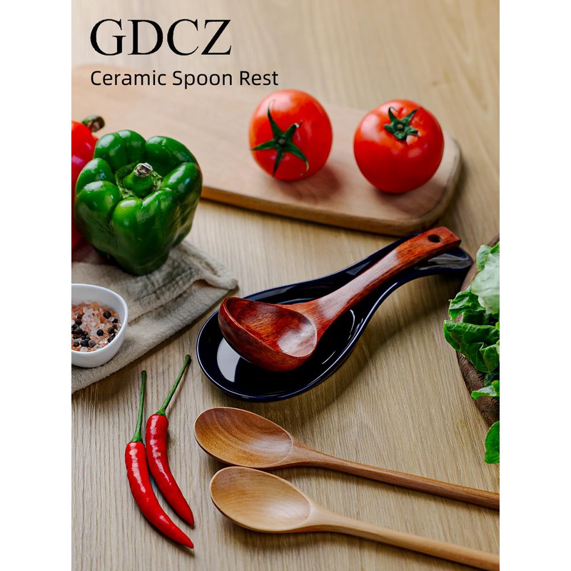 GDCZ Porcelain Spoon Rest - Large Spoon Holder Utensil Rest