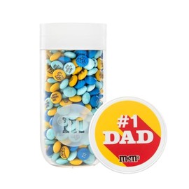M&M'S® Father's Day Chocolate Gift Jar, 12.7oz of M&M'S® Chocolate Candies, "#1 Dad" Design, Yellow, Blue, and Light Blue Candy Blend, Thoughtful Father's Day Present