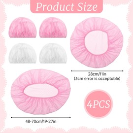 4 PCS Mesh Sleep Bonnet for Sleeping Night Net Plopping Cap for Drying Curly Hair Diffuser Cap for Curly Hair Nets Sleep Caps Shower Caps for Women (White, Pink)