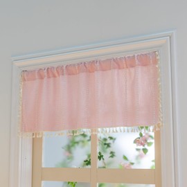 Sutuo Home - Cortinas bohemias con cenefa para ventanas de carretera, cortinas cortas bohemias filtradas de luz, borlas francesas para el país, cortinas bordadas, bolsillo para barra, 1 panel de 52