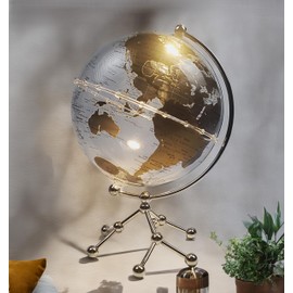 Generic Golden Earth Globe Desk Lamp, Touch Switch, Globe Diam. 20 cm, Warm White Light, Medium