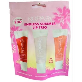 Kopari Endless Summer Lip Trio Lip Glossy Beachy Peach, Clear, Nude Beach (Endless Summer Lip Glossy, Trio)