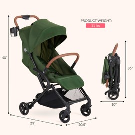 Dream On Me RioGlide Compact Stroller, Forest Green, Lightweight Baby Stroller with Adjustable Backrest, 2-Position Footrest, Padded 5-Point Harness with T-Crotch Pad