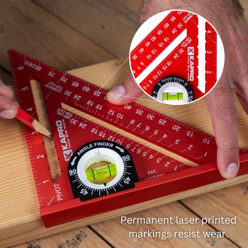 KAPRO 449-7 Rafter Square with Protractor Vial Level - Anodized