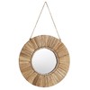 47th & Main Boho Beaded Round Wood Wall Mirror, 31-Inch