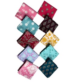 AAVIANA 100% Cotton Fabric Printed Napkins Cloth Napkins Set Home Decor Indian Eco Friendly Mix Lot Block Print Dinner Napkin for Dining Kitchen Table 18x18 Inches, 10 Pcs (Assorted)