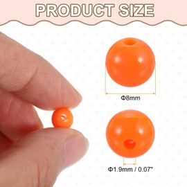 sourcing map 100pcs Orange Acrylic Round Beads 8mm Loose Bead