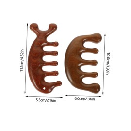 Baluue Natural Green Sandalwood Comb Set 2pcs Wide Tooth Scalp Massage Comb for Women Effective Neck and Scalp Massager for Curly Hair