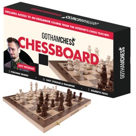 GothamChess Board- Foldable, Magnetic Pieces, Quality Wood, Fitted Storage, Includes Course by International Master Levy Rozman