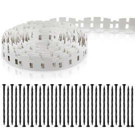 Tellingyou 4.5''×50ft No-Dig Landscape Edging with Anchoring Spikes Plastic Garden Edging Border White Garden Fence Flower Bed Edging Borders for Lawn Garden Outdoor Patio Pathway