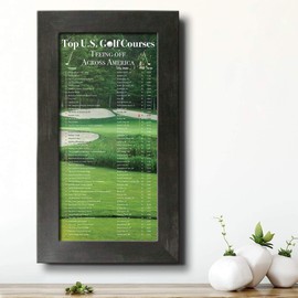 Push Pin Travel Maps Customizable Posters & Prints - Golf Courses Bucket List - Rustic Black - Personalized Framed Pin Map, Includes 150 Pins - Handcrafted in USA - 13" x 23.5"