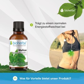2 Lemon Balm Melissa Drops - Melissa Officinalis L, 50 ml Tincture - Supports Nerve Function, Soothes & Relaxes - Vegan, Vitamin B1 High-Quality Plant Extract, PZN 17187623 BIOHERBA